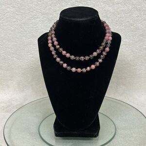Pink and Gray 12 inch Gem Stone Necklace